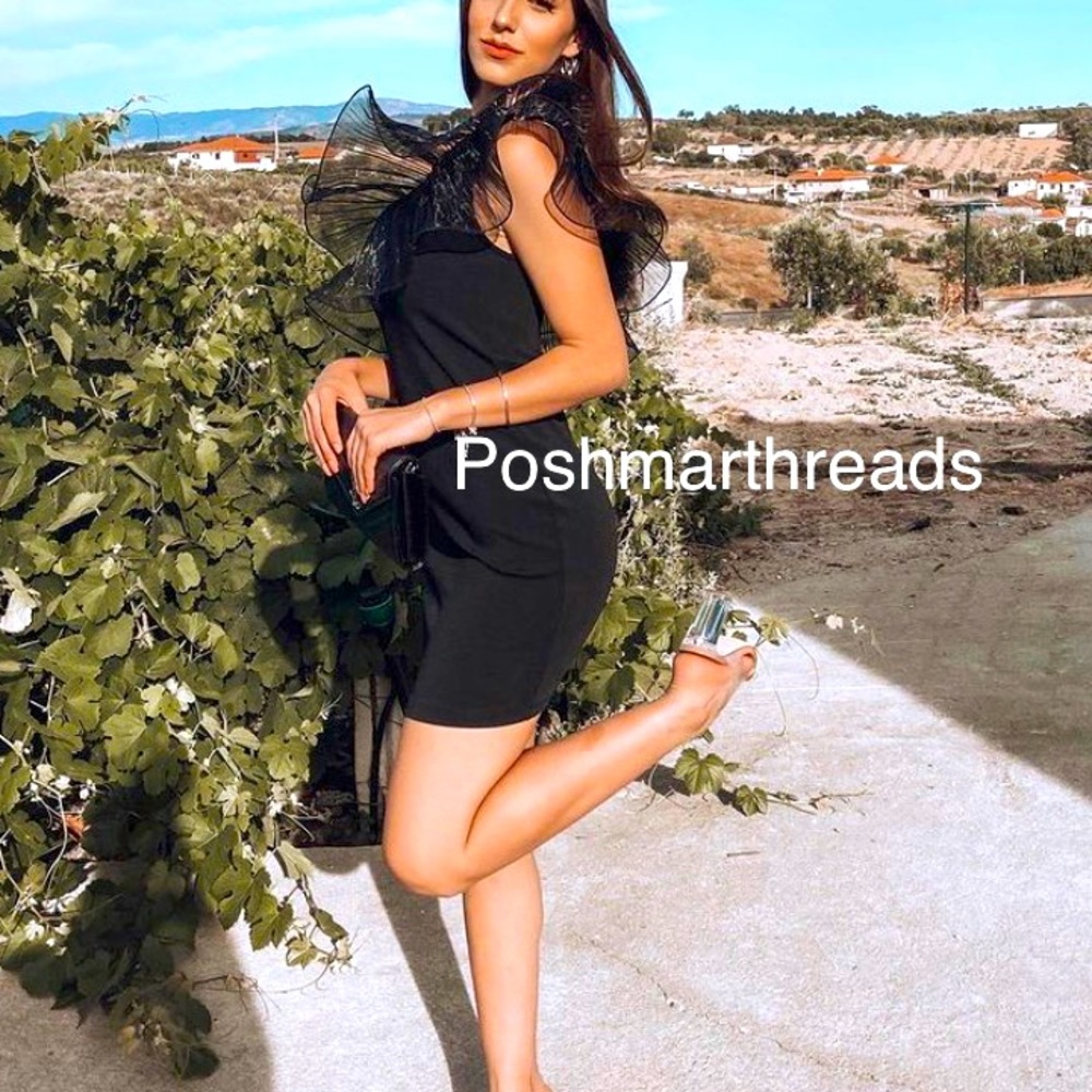 Zara organza asymmetrical black mini dress - Picture 16 of 16